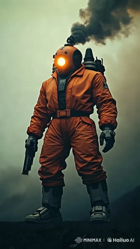 Mysterious Figure in Futuristic Armor Stands Ready – AI Generated Video | Hailuo AI