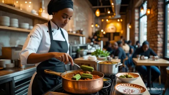 Yasmin Crafts Refined Sudanese Bamia at Mazaj Café – AI Generated Video | Hailuo AI
