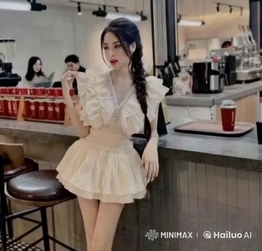 Elegant Woman in Modern Café with Aesthetic Vibe – AI Generated Video | Hailuo AI