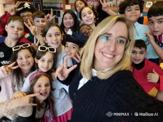 Children and Teacher Fly in Whimsical Classroom Setting – AI Generated Video | Hailuo AI