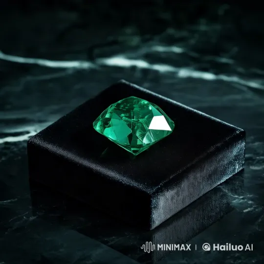 Emerald Gemstone Displayed in Luxurious Aesthetic Video – AI Generated Video | Hailuo AI