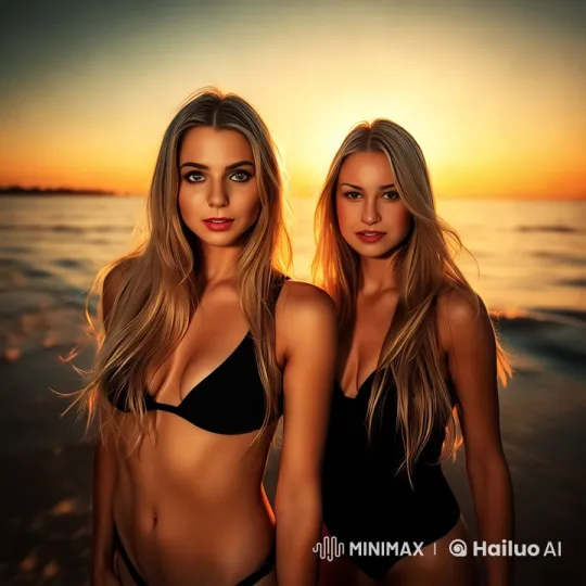 Stunning Sunset: Elegant Walk on the Beach – AI Generated Video | Hailuo AI
