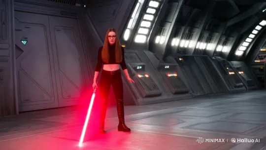 Young Woman with Lightsaber on the Death Star – AI Generated Video | Hailuo AI