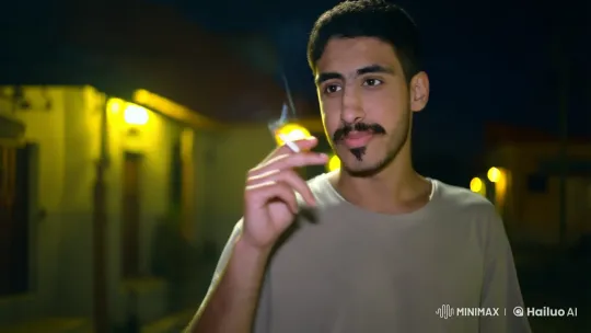 Young Man Smokes on a Quiet Night Street – AI Generated Video | Hailuo AI