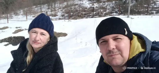 Winter Serenity: Two Figures Amidst Snowy Countryside – AI Generated Video | Hailuo AI