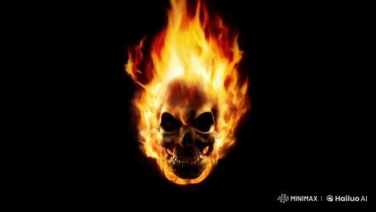 Burning Skull in Fiery Flames: A Dramatic Visual Experience – AI Generated Video | Hailuo AI