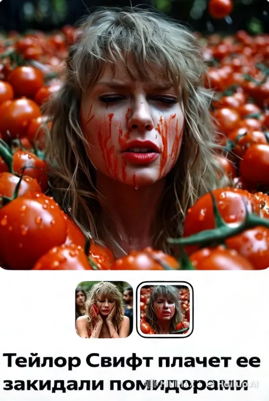 Crying Girl Surrounded by Tomatoes in Dramatic Scene – AI Generated Video | Hailuo AI