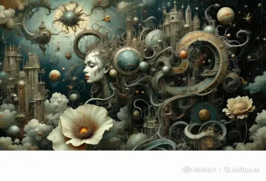 Surreal Celestial Dance with Mechanical Female Figure – AI Generated Video | Hailuo AI