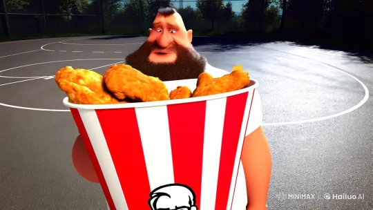 Man Dominates Court with KFC and Watermelon Trick Shot – AI Generated Video | Hailuo AI
