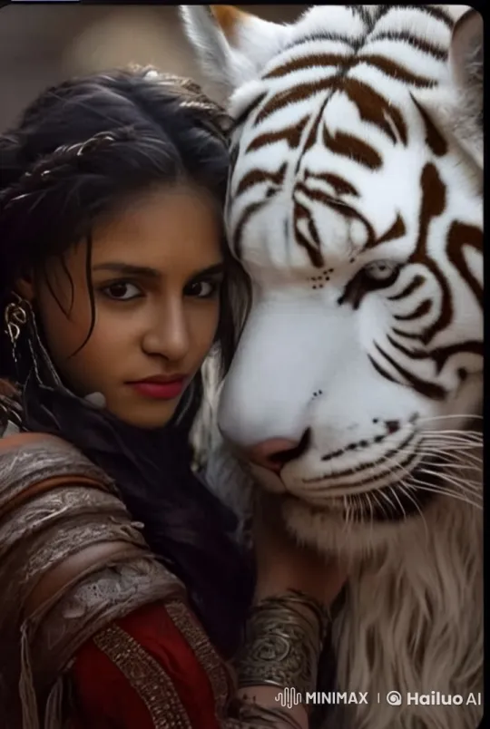 Woman and White Tiger Bond in Live2D Animation – AI Generated Video | Hailuo AI