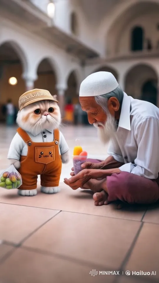 Elderly Man and Cat Share Gratitude in Live2D Animation – AI Generated Video | Hailuo AI
