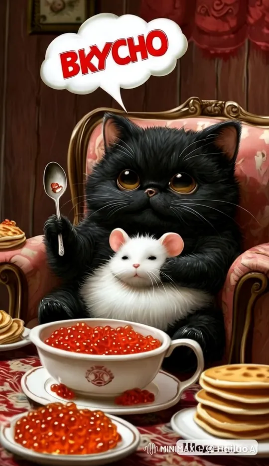 Charming Cat Enjoying Caviar in Luxurious Setting – AI Generated Video | Hailuo AI