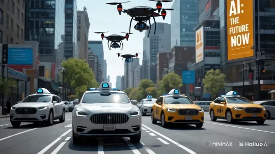Robots and AI Transform Urban Life in Futuristic Cityscape – AI Generated Video | Hailuo AI