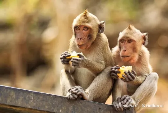 Monkeys on an Electric Bicycle Cross a Suspension Bridge – AI Generated Video | Hailuo AI