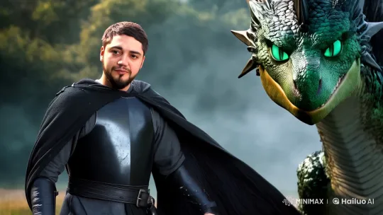 Bearded Man in Medieval Armor Strokes Loyal Dragon – AI Generated Video | Hailuo AI