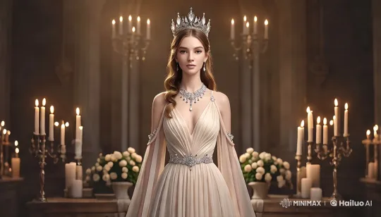 Regal Woman in Opulent Room Captured by Tracking Shot – AI Generated Video | Hailuo AI