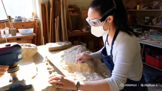 Artistic Stone Sculpting in a Well-Lit Workshop – AI Generated Video | Hailuo AI