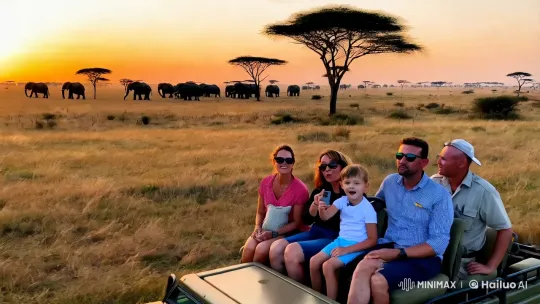 African Family Safari Adventure with Wildlife Encounters – AI Generated Video | Hailuo AI