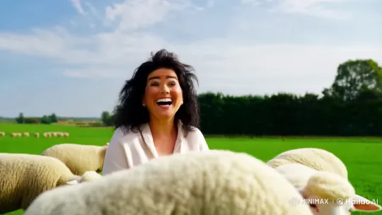 Joyful Woman Sings "Baa Baa Black Sheep" in Pastoral Setting – AI Generated Video | Hailuo AI