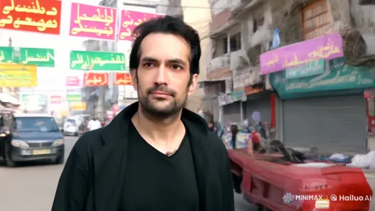 Middle-Aged Man Reflects Amidst Bustling Tehran Streets – AI Generated Video | Hailuo AI