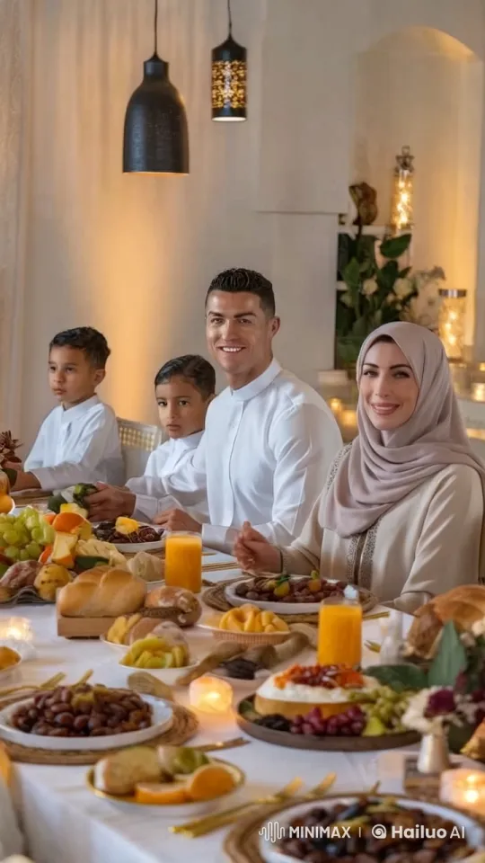 Cristiano Ronaldo and Family Celebrate Ramadan Iftar in Traditional Style – AI Generated Video | Hailuo AI