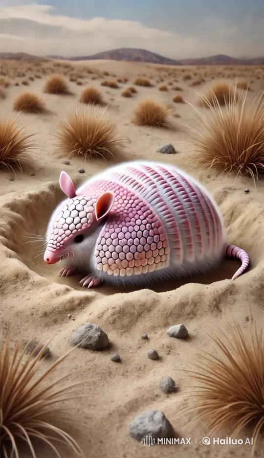 Desert Armadillo-Like Creature Excavates Burrow – AI Generated Video | Hailuo AI
