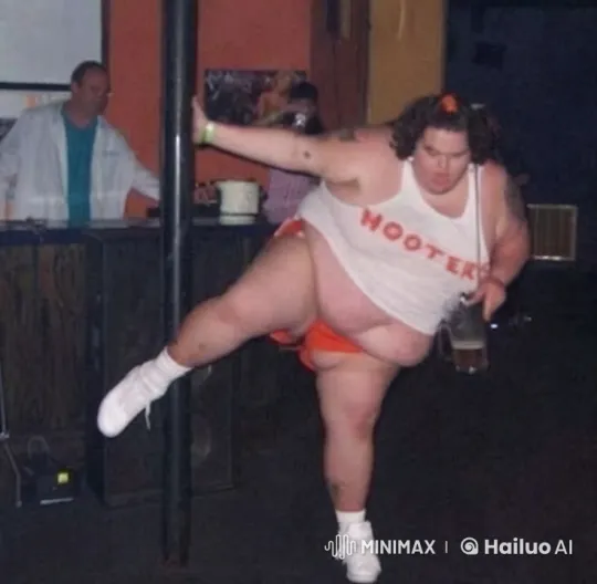 Girl in 'Hooters' Outfit Climbs Pole, Smokes Cigar with Confidence – AI Generated Video | Hailuo AI