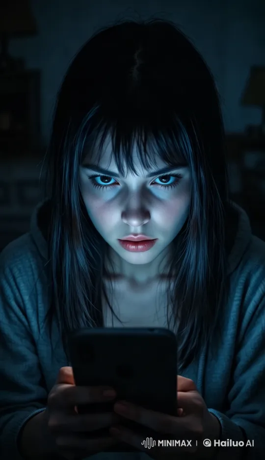 Woman Reacts with Shock to Phone in Dramatic Scene – AI Generated Video | Hailuo AI
