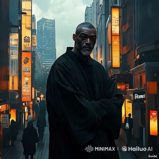 Man Hovers in Futuristic Dystopian Cityscape – AI Generated Video | Hailuo AI