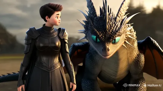 Medieval Armored Woman and Her Loyal Dragon – AI Generated Video | Hailuo AI