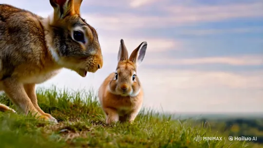 Proud Bunny Mother Witnesses First Steps – AI Generated Video | Hailuo AI