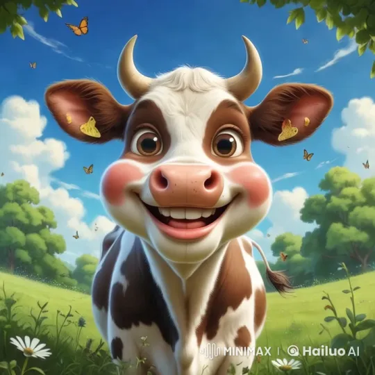 Cheerful Cow in a Vibrant Meadow Wonderland – AI Generated Video | Hailuo AI