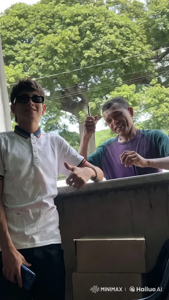 Joyful Interaction Between Two Individuals in a Lush Setting – AI Generated Video | Hailuo AI