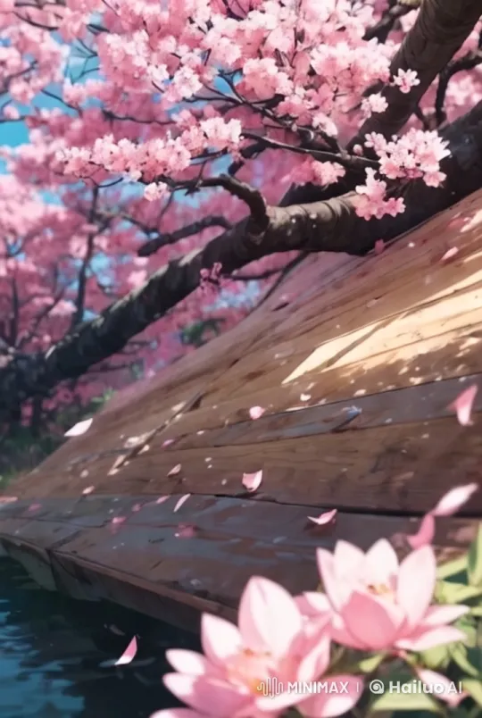 Spring Serenity: Studio Ghibli-Inspired Cherry Blossom Scene – AI Generated Video | Hailuo AI