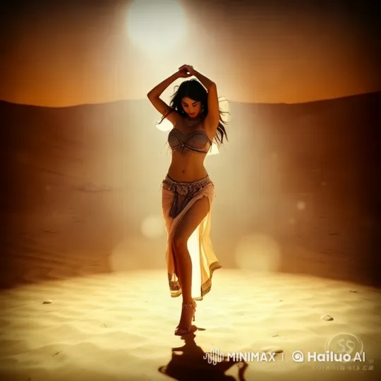 Desert Dusk: Belly Dancer's Mesmerizing Performance – AI Generated Video | Hailuo AI