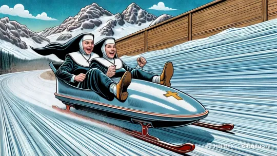 Nuns on a Thrilling Bobsled Ride – AI Generated Video | Hailuo AI