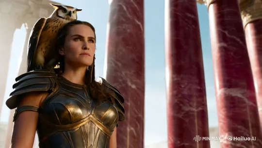 Armored Warrior Goddess Commands with Owl's Graceful Flight – AI Generated Video | Hailuo AI