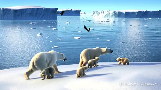 Antarctica: Majestic Polar Bears in Icy Wonderland – AI Generated Video | Hailuo AI