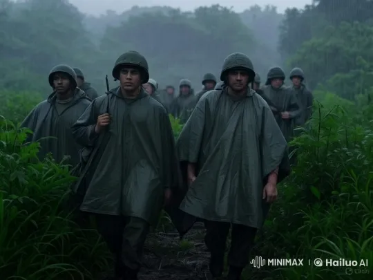 Vietnam War Soldiers March Through Rainy Jungle – AI Generated Video | Hailuo AI