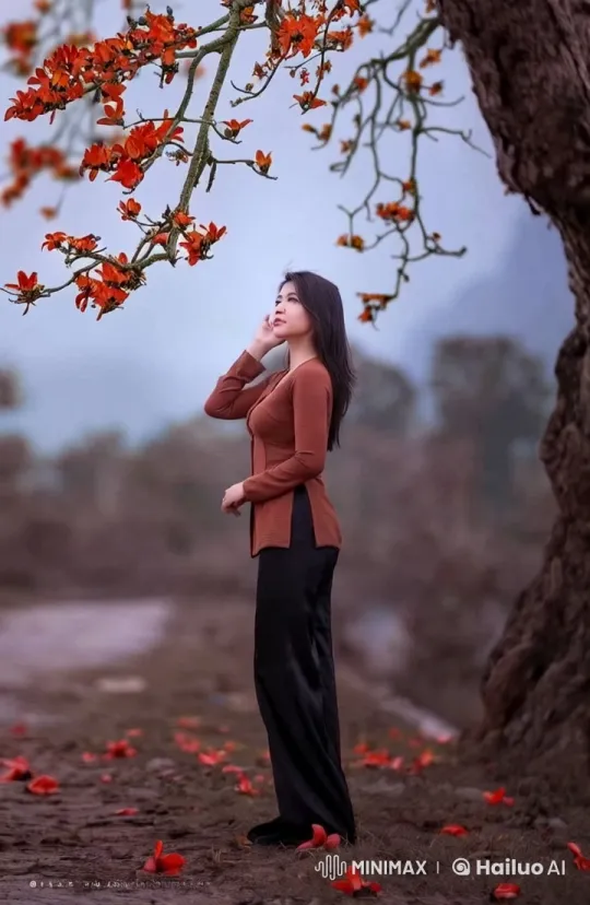 Woman Demonstrates Martial Arts Skills Under Flowery Tree – AI Generated Video | Hailuo AI