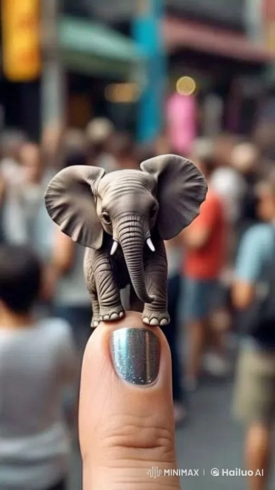 Elephant Stands Out in Bustling Plaza Crowd – AI Generated Video | Hailuo AI