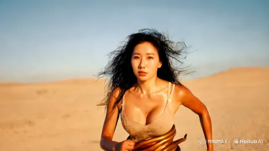 Korean Beauty in Desert Oasis: Dynamic Cinematic Scene – AI Generated Video | Hailuo AI