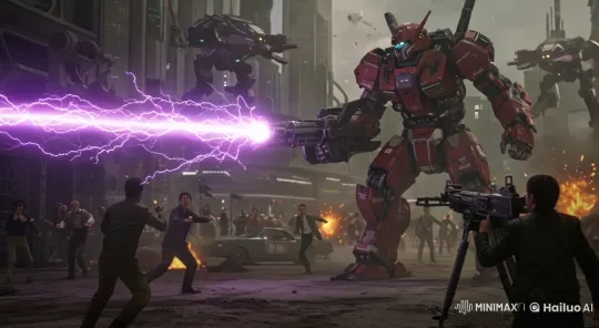 Urban Robot Warfare: Chaos and Destruction – AI Generated Video | Hailuo AI