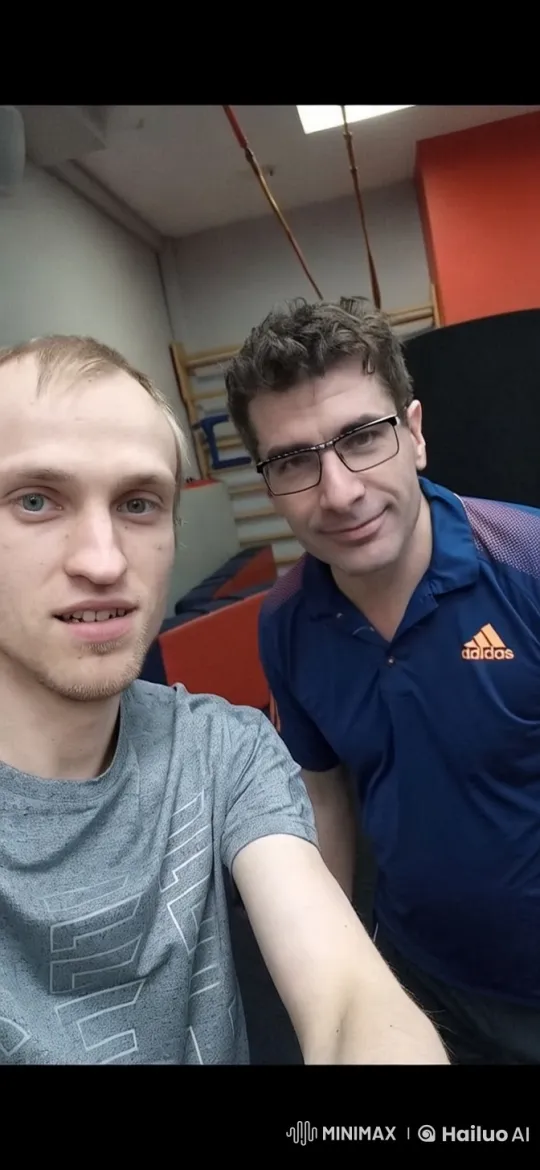 Two People Greeting in a Gym Setting with Live2D Animation – AI Generated Video | Hailuo AI