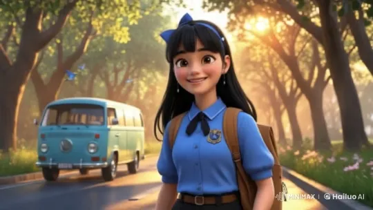 Young Girl's Walk in a Sunlit, Nostalgic Street – AI Generated Video | Hailuo AI