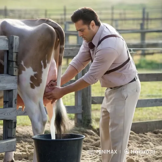 Rural Milking Scene: Tranquil Farm Life Displayed – AI Generated Video | Hailuo AI