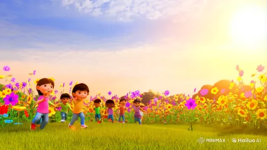 Joyful Children Play in Golden Morning Light – AI Generated Video | Hailuo AI
