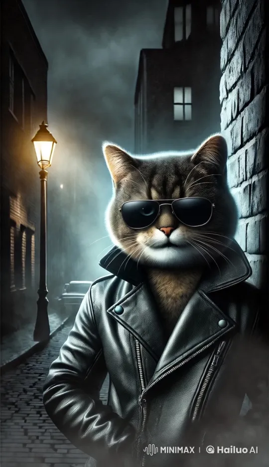 Stylish Cat in Noir Alleyway – AI Generated Video | Hailuo AI