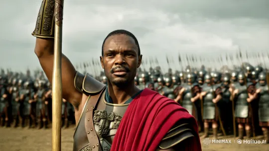 Spartan Warrior Leader Commands Army on Rugged Battlefield – AI Generated Video | Hailuo AI