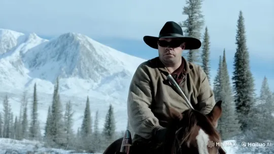 Cowboy on Horseback in Snowy Wilderness – AI Generated Video | Hailuo AI